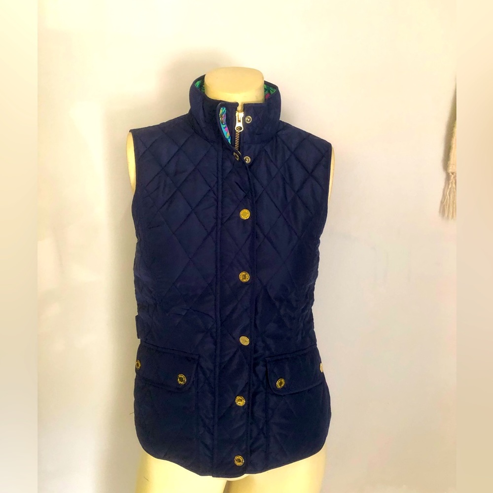 Lilly Pulitzer Navy Blue Quilted Ladies Vest Size XS
